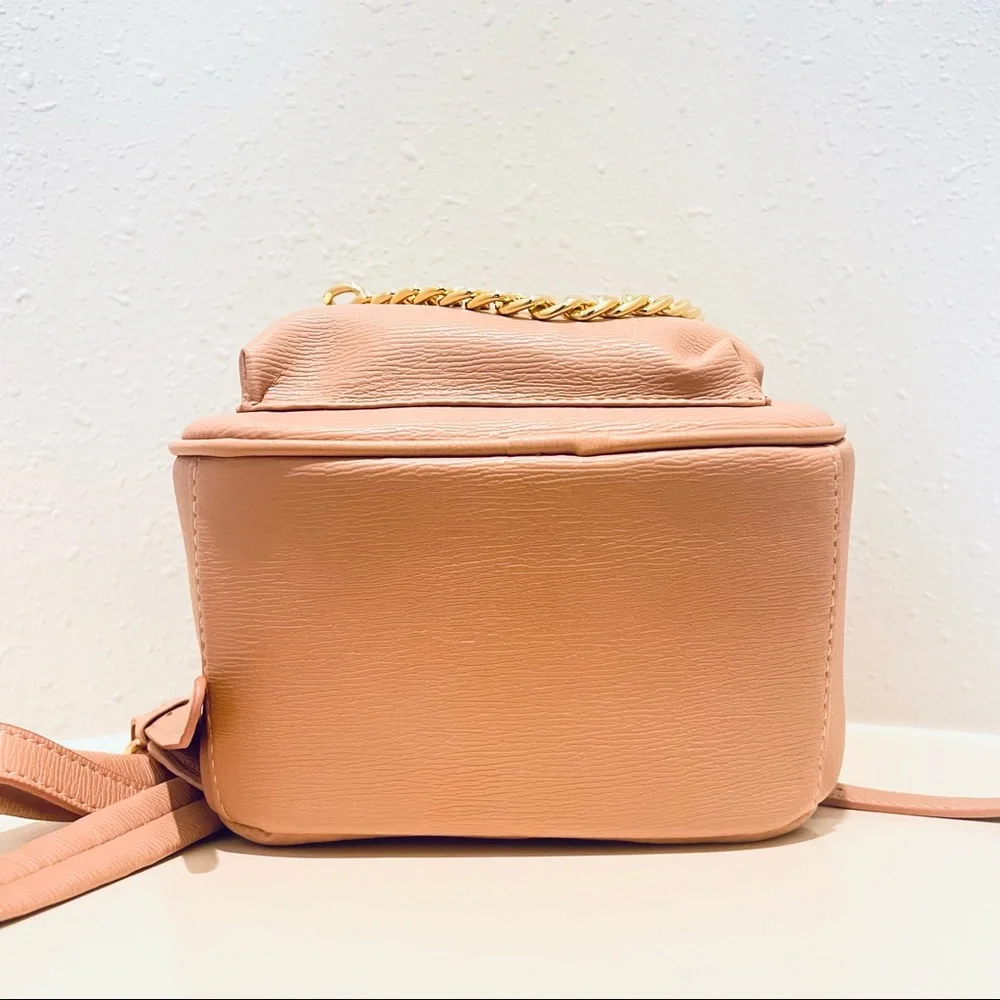 BEBE Gianna Logo Chain Women’s Blush Mini Backpack OS NWT
